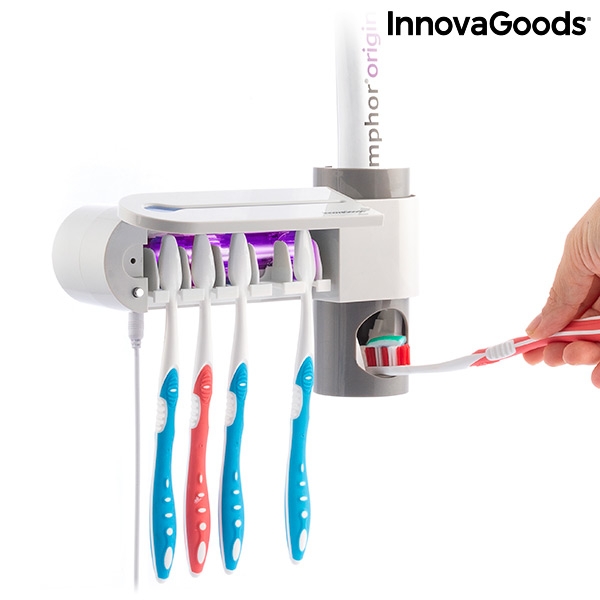 UV sterilizátor zubnej kefky so stojanom dávkovačom zubnej pasty